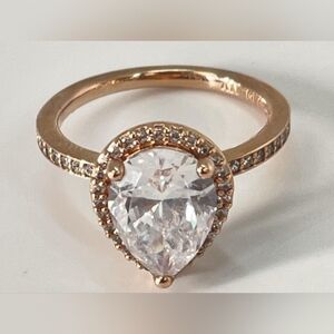 Pandora Sparkling Halo Teardrop Ring